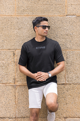 Black Shoulder Drop T-Shirt